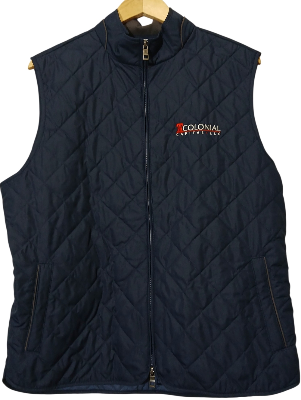 Peter Millar Men Quilted Vest Golf Travel Blue Essex Full Zip Windproof